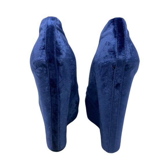 Theyskens Theory Blue Velvet Platform Heels Pumps Wedge Size US 7 NWOB Party - Picture 5 of 9